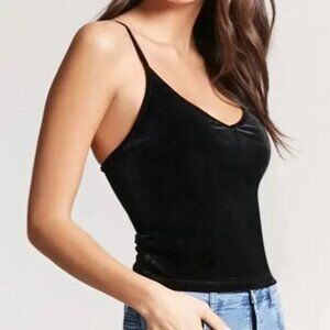 Forever 21 Velvet Cami Crop Top Charcoal Gray Size S